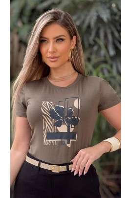 034529 - Blusa Manga Curta Estampa em Silk